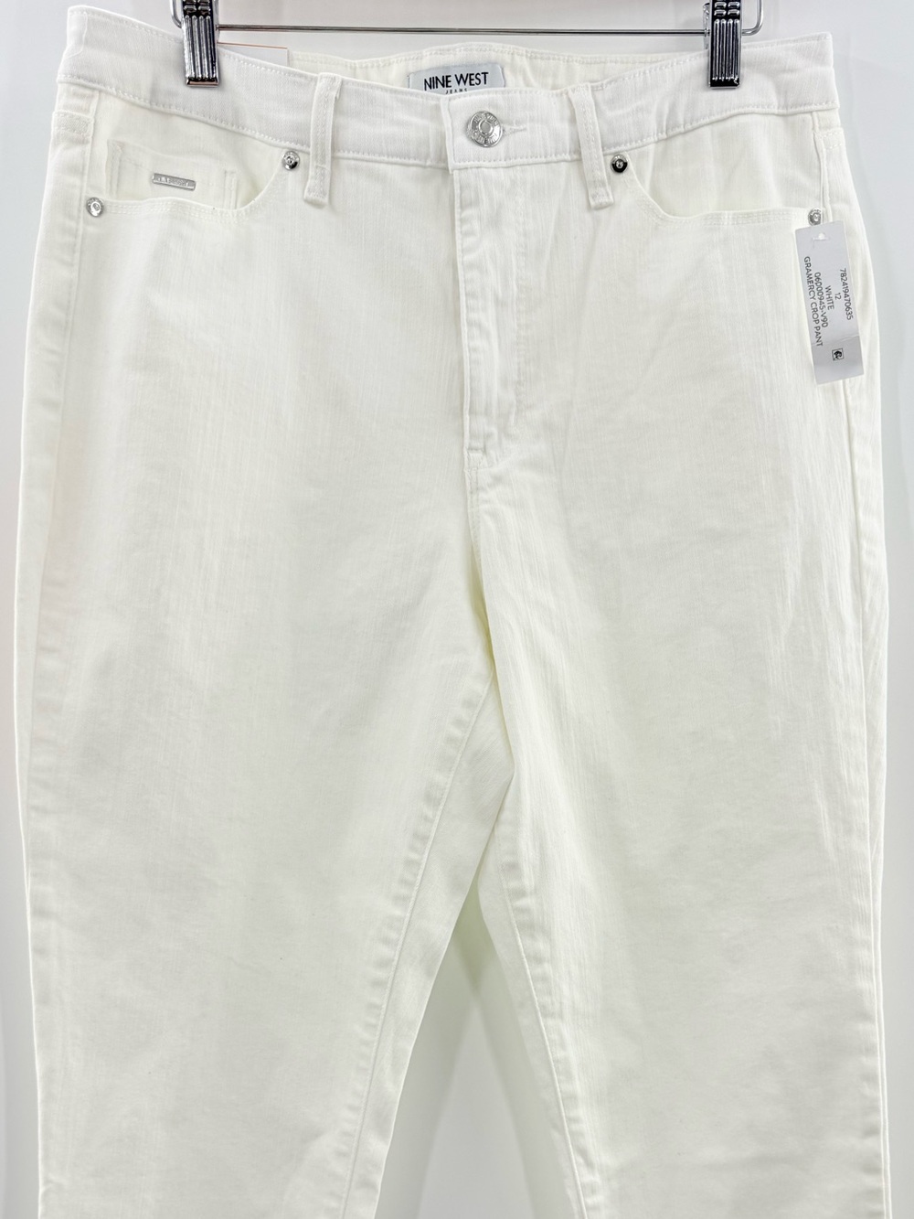 NWT Nine West Gramercy Crop Straight Slim Jeans White  Size 12 - Picture 3 of 11